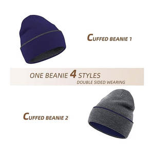 Gorros con puños acrílicos superventas con logotipo personalizado Fabricante de gorros de hombre Gorro de punto Jacquard Sombreros de invierno - Product Image 2