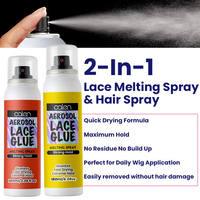Grand format 180 ml en aérosol, Spray de fusion de dentelle à tenue extrême, séchage rapide, colle capillaire, marque privée, très vendu