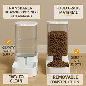Distributeur automatique d'eau pour chat en plastique et bol de nourriture pour chien avec eau courante Aucune électricité requise Fournitures pour animaux de compagnie - Product Image 4