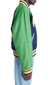 Oversize personalizado parche bordado manga de cuero béisbol Letterman Varsity chaqueta para hombres de talla grande suéter bombardero abrigo - Product Image 5