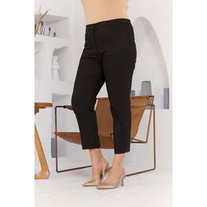 Pantalon en tissu marron grande taille avec détail fente à la cheville - Product Image 3