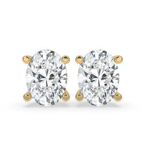 Nouvelles boucles d'oreilles clous ovales en diamant pour femme, certifiées IGI, cultivées en laboratoire, à fermoir poussoir, plaqué rhodium, SHREERAJ SOLITAIRE 14K - Product Image 3