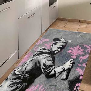 Alfombra con Diseño de Banksy Girl: Alfombra Abstracta de Estilo Urbano, Alfombra Suave No Tejida - Product Image 5