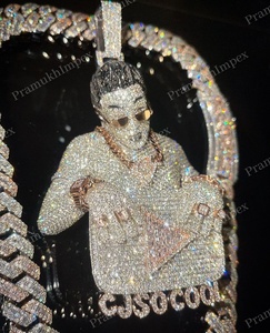 High Quality Customized 925 <b>Silver</b> Hip Hop Iced <b>Men</b> <b>Pendant</b> VVS Tester Moissanite Diamonds Gold <b>Necklace</b> Fashionable for Parties - Product Image 1