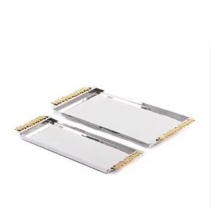 Bandejas de Metal de diseño Forma rectangular Bandejas modernas de aluminio y latón para servir para el hogar, decoración de restaurantes Bandejas para servir Tendencia - Product Image 2
