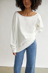 เสื้อสเวตเตอร์คอกลมเปิดไหล่ผ้าฝ้ายผู้หญิงเสื้อสเวตเตอร์เปิดไหล่ - Product Image 2