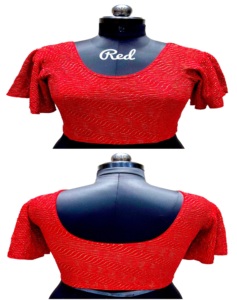 Rashi's Modern Heavy Crush Foil Lining Blouse Style formel d'été prêt à l'emploi avec des manches fines à motif Strach et papillon - Product Image 1