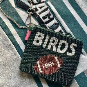 New Stylish Handmade Beaded Football Coin Purses Custom Sports Beaded Zipper Pouch Small Beaded <b>Wallet</b> for Gifts & Retail 2026 - Product Image 1
