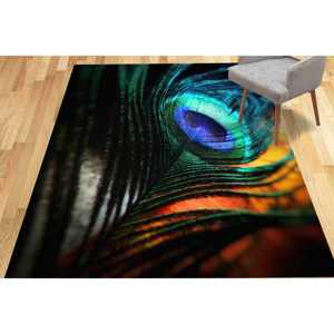 Alfombra con Estampado de Plumas de Pavo Real: Toque Vibrante para Espacios Modernos, con Pelo Suave - Product Image 3