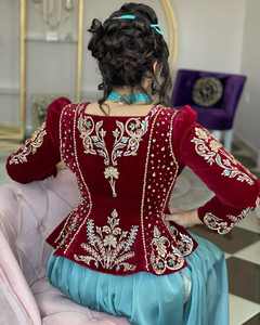 2025มาใหม่โมร็อกโก Caftan ปักด้วยมือผ้าไหมกำมะหยี่ระบายอากาศได้ชุดแต่งงานแบบสบายๆสำหรับชาวมุสลิม - Product Image 5