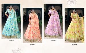 Femmes élégant Bollywood Designer vêtements ethniques en gros imprimé fleuri lourd Georgette Lehenga Choli ensemble fêtes assorties - Product Image 2