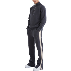 Survêtement d'hiver pour hommes de haute qualité à capuche uni avec logo noir en deux pièces en polyester et coton écologique respirant pour adultes - Product Image 3