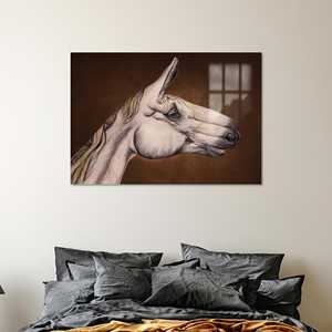 Impresión en vidrio de caballo surrealista moderno: elegante obra de arte en lienzo para decoración del hogar, vidrio - Product Image 1