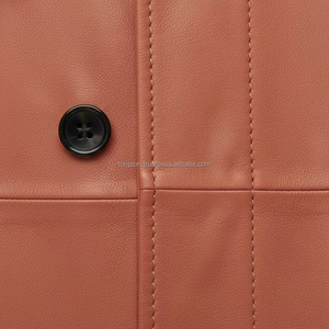 <b>Men's</b> Genuine Leather Cowhide <b>Trench</b> <b>Coat</b> Double Breasted Long Overcoat Belt Turn-down Collar Solid Color Button Detail Warm - Product Image 4