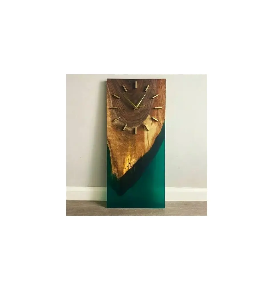 Horloge murale en bois et en résine de la plupart des styles d'horloges en bois polonais faites à la main pour chambre Design moderne forme carrée en bois pour la meilleure horloge murale