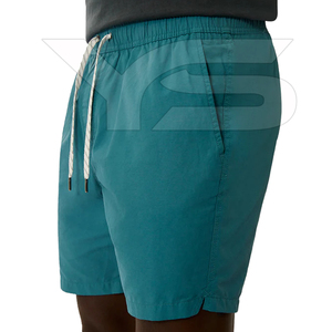 Short décontracté 100% coton pour hommes taille moyenne Short chaud motif respirant Style de rue cordon teint uni solide non tissé - Product Image 6