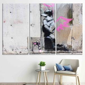 Élégance Urbaine : Art sur toile imprimé représentant Banksy Boy Street Decor, LOT DE 3 TOILES - Product Image 1
