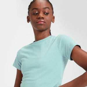 Pull Crop Top Femme Décontracté Couleur Unie Manches Courtes Régulières 100% Coton Motif Solide Crop Top Avec Logo Personnalisé - Product Image 4