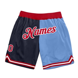 Industrie Direct Engro Sportswear Pantalones cortos de baloncesto Custom Navy Red-Light Blue Authentic Split Fashion Basketball Shorts - Product Image 1