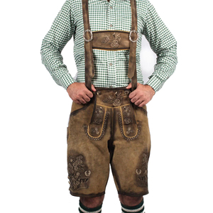 Short Lederhosen pour homme avec broderie en faux daim, bretelles réglables, parfait pour l'Oktoberfest et les célébrations culturelles bavaroises - Product Image 4