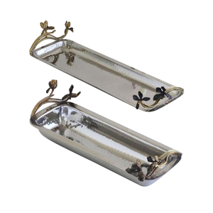 Plateau de service en métal nickelé à poignée unique de style unique Plateau de service pour restaurant d'hôtel à domicile Plateau de table pour hôtels de restaurant - Product Image 5