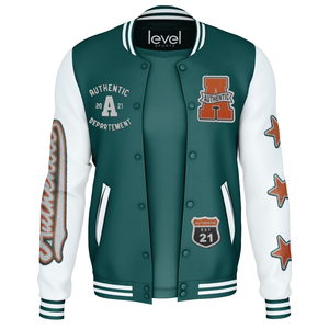 Chaqueta universitaria de chenilla de cuero PU de alta calidad para hombre, diseño Vintage de Hip Hop personalizado con decoración de patrón, respetuoso con el medio ambiente - Product Image 1