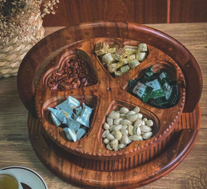 Panier de sculpture sur bois pliant en bois massif Panier de fruits secs en bois pratique - Product Image 6