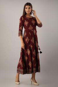 Ropa de moda para mujer, Vestido largo de algodón con diseños formales, ropa de fiesta tradicional de la India, Kurti - Product Image 3