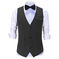 Gilets décontractés pour hommes Gilets en tweed Retro Workwear Vintage Wedding Wool Grey black ultra warm laine gilet
