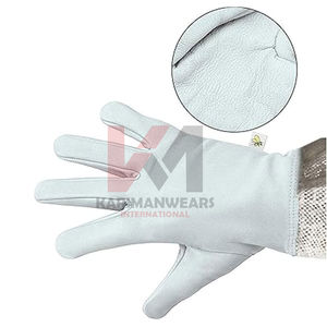 Guantes Largos de Apicultura con Palma de Piel de Cabra y Mangas de Lona Transpirable, Equipo de Seguridad - Product Image 3