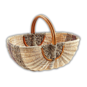 PANIER DE RANGEMENT DE PANIER DE RÉCOLTE EN ROTIN rustique du Vietnam avec poignées robustes pour de lourdes charges de légumes - Product Image 1