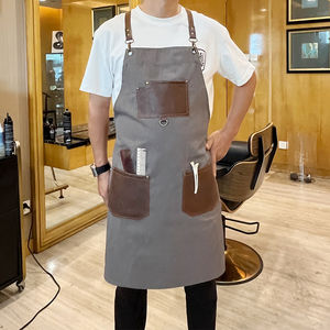 Delantal de cuero auténtico para taller duradero marrón personalizado con logotipo de bolsillos, delantales impermeables para barbacoa de cuero genuino resistentes al calor - Product Image 5