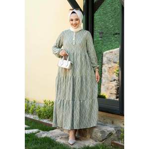 Robe Hijab à Motifs Floraux Vert Amande - Product Image 5