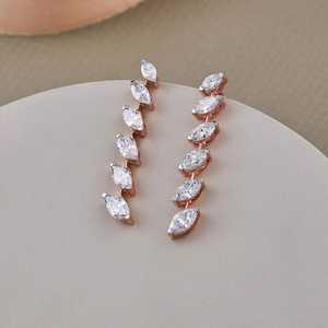 14k White <b>Gold</b> Tennis Necklace with 8.61Ct Lab Grown Marquise Cut Diamond Statement Bridal Gift Brides Diamond Necklaces - Product Image 4