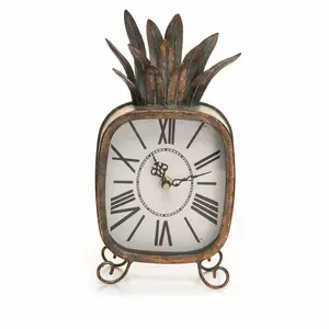 Vintage Ananas geformte handgemachte klassische elegante einzigartige benutzer definierte Metall Designer Obst Look Tisch uhr