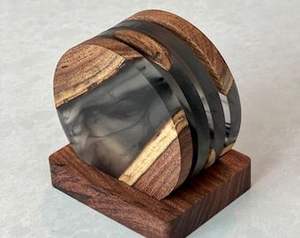 Set de sous-verres en résine époxy de bonne qualité avec effet océan Dessous de verre décoratifs carrés ronds en résine époxy par Craftsy Home - Product Image 5