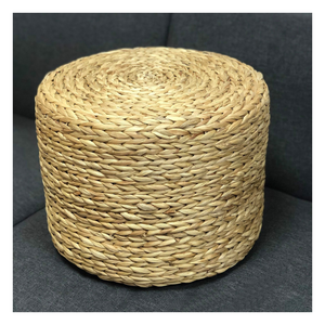 Natural round water hyacinth floor <b>cushion</b> for calm spaces carefully handwoven in Vietnam using sustainable materials - Product Image 2