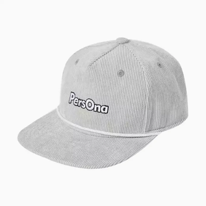 หมวกเบสบอลผ้าลูกฟูกสีเทาวินเทจหมวกแก็ปผ้าลูกฟูกปักโลโก้ตามสั่งพร้อมเชือก5แผงหมวกผ้าลูกฟูกแบบไม่มีโครงสร้าง - Product Image 2