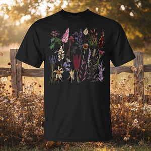 T-shirt vintage rustique avec fleurs séchées – Design promotionnel de fleurs pressées vintage - Product Image 3