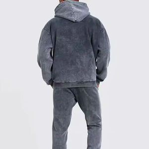 Chándales de lavado ácido de poliéster y algodón pesado de diseño personalizado de alta calidad OEM de fabricante profesional para hombres y mujeres - Product Image 4