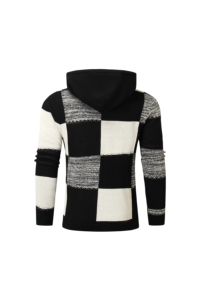 Vente en gros de pull en tricot à carreaux pour hommes sweat à capuche doux tissu polyester légèrement extensible à manches longues décontracté rétro Streetwear - Product Image 5