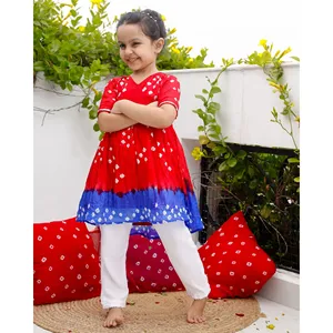 Conjunto de Kurta Bandhani Rojo, Georgette, Hermoso Vestido Pakistaní de Bollywood para Uso Étnico en Festivales, con Anarkali Salwar Kameez - Product Image 6