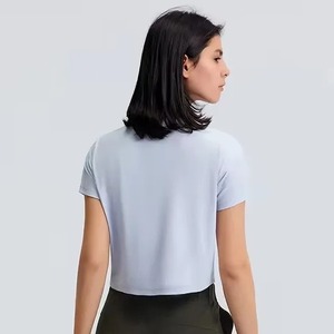 Top corto de nuevo estilo, camiseta de manga corta para mujer, camiseta elástica básica lisa, camiseta sin mangas corta para mujer - Product Image 6