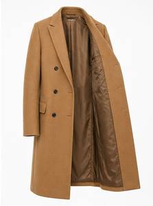 <b>Men's</b> Long <b>Camel</b> Double Breasted Woolen Trench Coat Wool Viscose Woven <b>Overcoat</b> with Flap Pockets Regular Fall Winter - Product Image 4