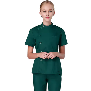 ชุดเครื่องแบบโรงพยาบาลแขนสั้นมีปกเสื้อยูนิฟอร์มกระดุมสำหรับทำงาน - Product Image 6