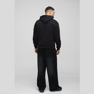 Pull à capuche pour homme en coton gris surdimensionné de haute qualité Logo personnalisé brodé Streetwear Doublure de poche kangourou Polaire thermique - Product Image 5