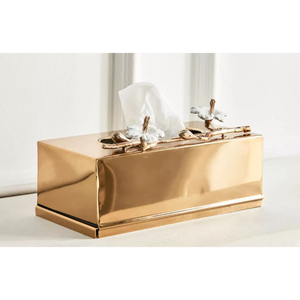 ROSHAN HANDICRAFTS Handmade Eco-Friendly Vintage Hammered Metal Brass Napkin Holder Stylish Modern Home Living Room <b>Tissue</b> Box - Product Image 5