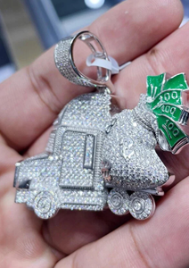 จี้ฮิปฮอปเงินติดรถบรรทุกเพชรโมอิส - Product Image 2