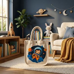 กระเป๋าผ้าแคนวาสสำหรับเด็ก Little Astro Buddy ขนาดกลาง กระเป๋าเก็บของพกพาสำหรับของเล่นและหนังสือธีมอวกาศ - Product Image 5
