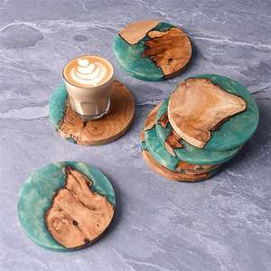 Sous-verre rond en bois de luxe avec résine à prix raisonnable utilisé dans la meilleure qualité de cuisine - Product Image 2